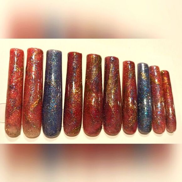 Hand crafted custom temp color change cateye 10pc xxl acrylic press on nails - Picture 7 of 8